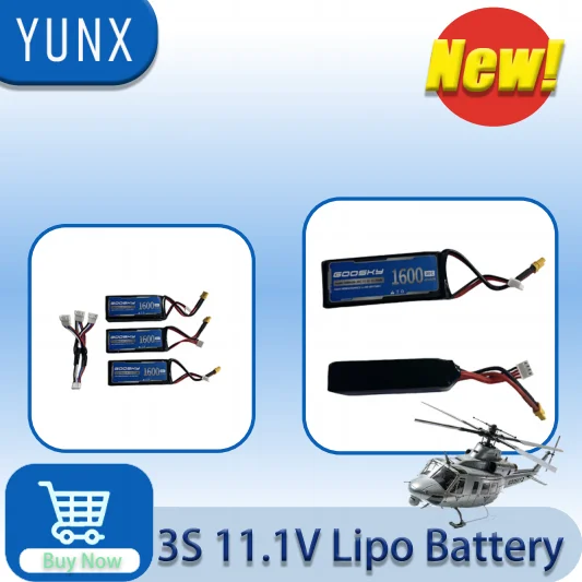 

Аккумулятор LiPo 11.1V 1600mAh 30C для радиоуправляемого вертолета GOOSKY E2 GPS UH-1Y, высокопроизводительная запасная часть/аксессуар