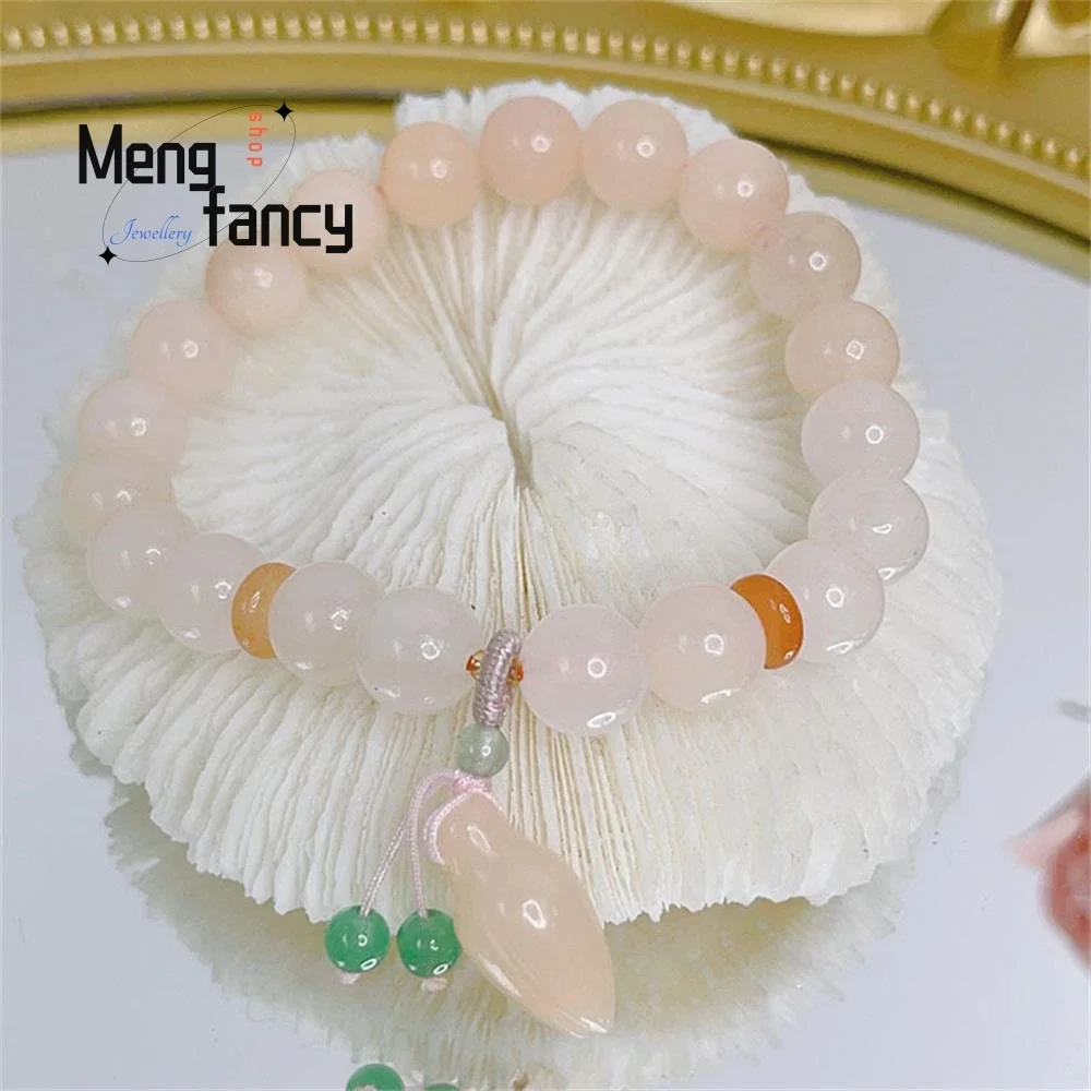 

Simple Retro Chinese Style Hand String Magnolia Lotus Pendant Gold Silk Jade Bracelet Exquisite Sexy Young Girls Fashion Jewelry