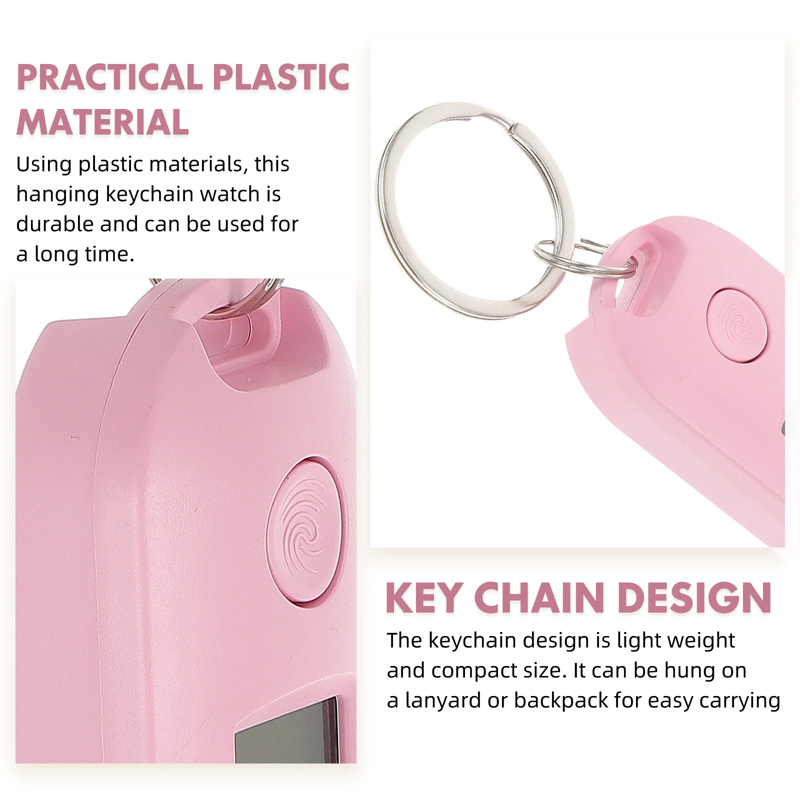 

Creative Pink Candy Color Keychain Digital Watch Hanging Silent Student Digital Timekeeping Keychain Watch for Backpacks