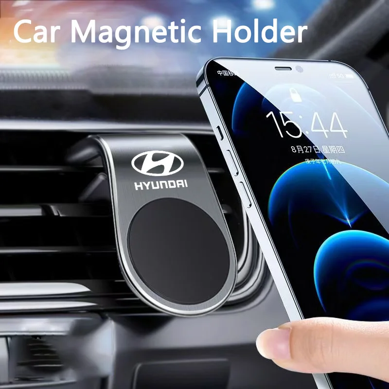 Metal Magnetic Car Phone Holder GPS Support For Hyundai I10 IONIQ Nexo Elantra Sonata Grandeur Tucson Santa Fe Accessories