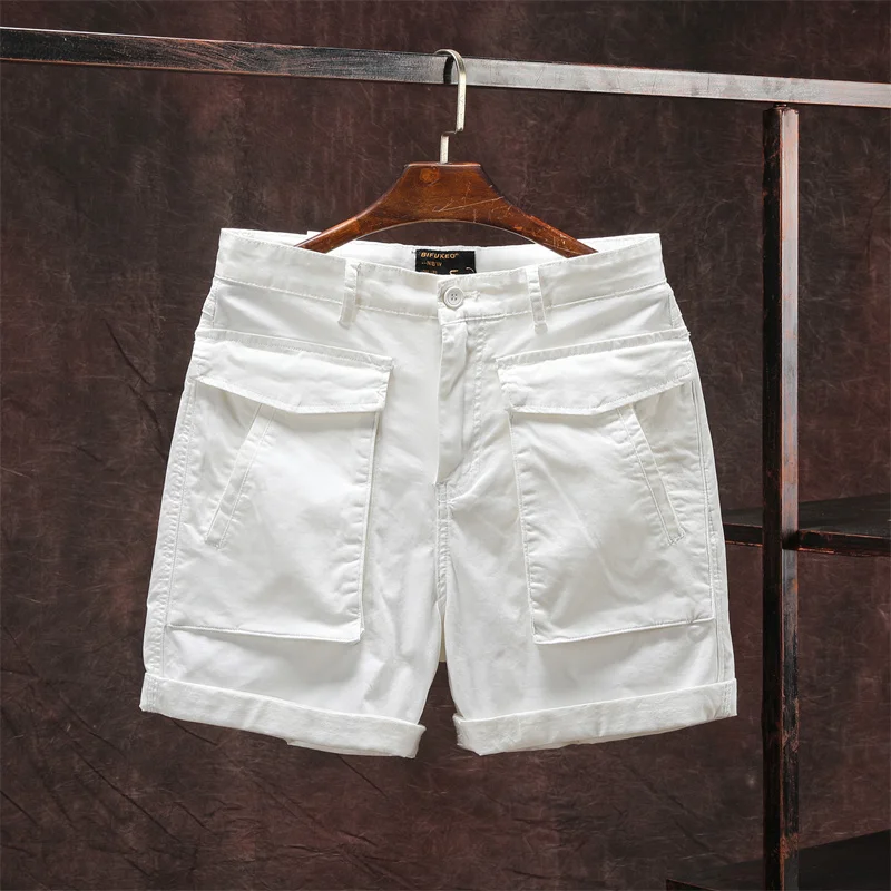 

Summer Workwear orts Men's Loose Fit Elastic American Retro Sle Youthful Straight Leg Cargo orts Casual Faion