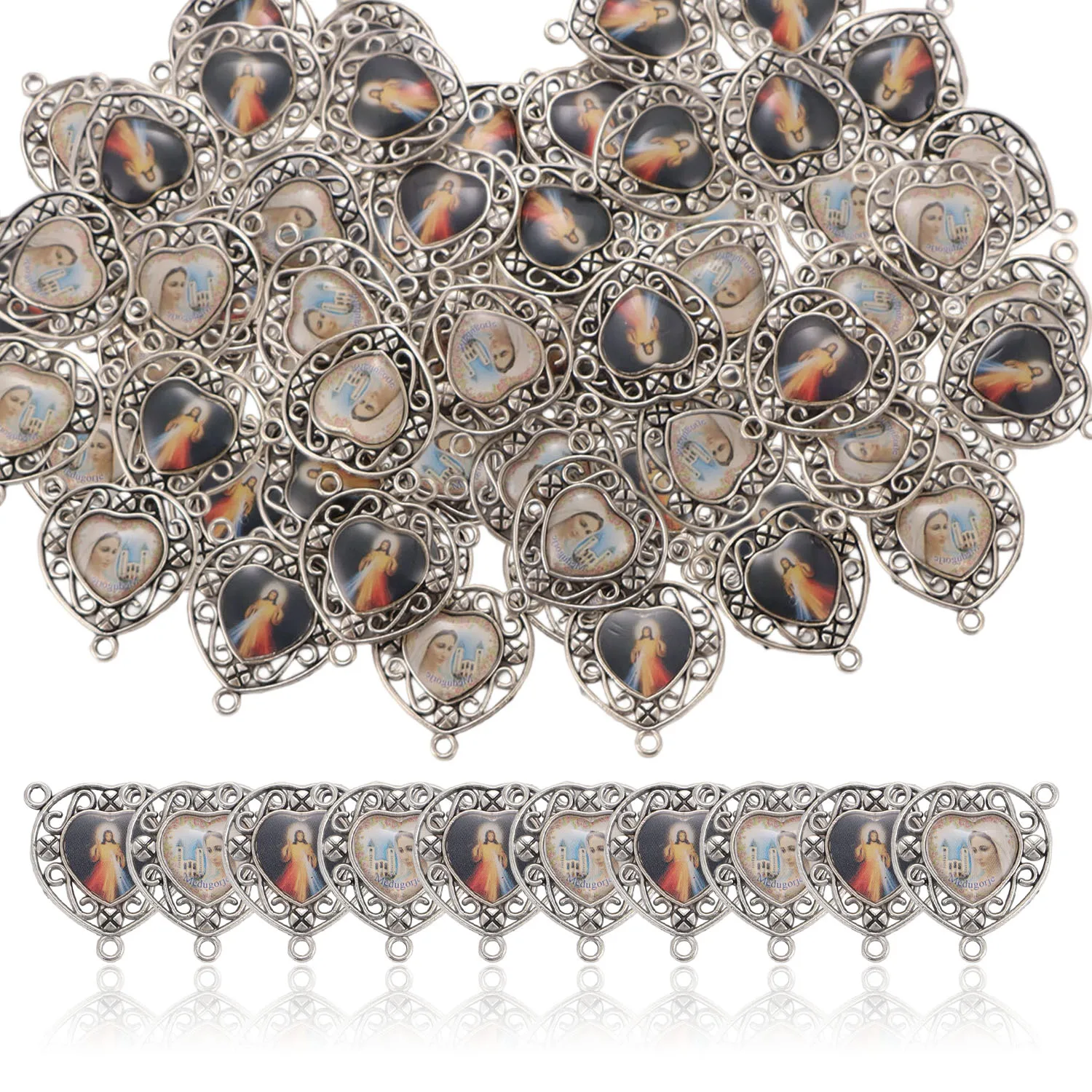 

10/20 шт./лот, блестящая медаль с 3 отверстиями, разъем для четки «сделай сам», ожерелье, детали для изготовления ювелирных изделий