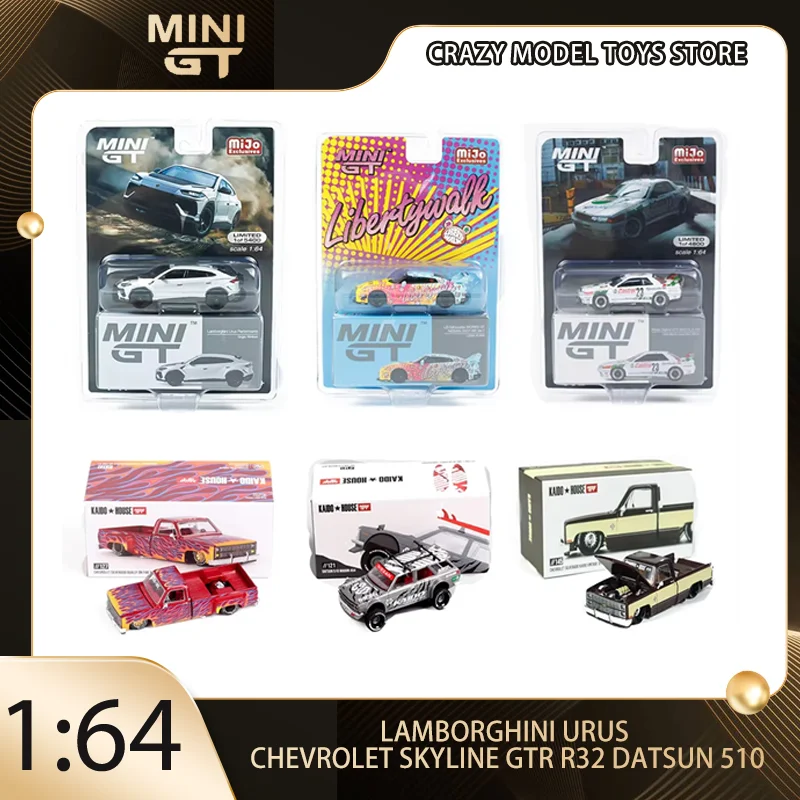 MINIGT KAIDD HOUSE 1:64 Lamborghini Urus Chevrolet Skyline GTR R32 Datsun 510 Alloy Diecast Car Model Collection Gift Toys