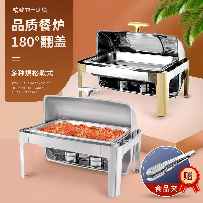

Flap Visual Buffet Furnace Hotel Restaurant Stainless Steel Breakfast Buffy Furnace Rectangle Electric Heating Insulation