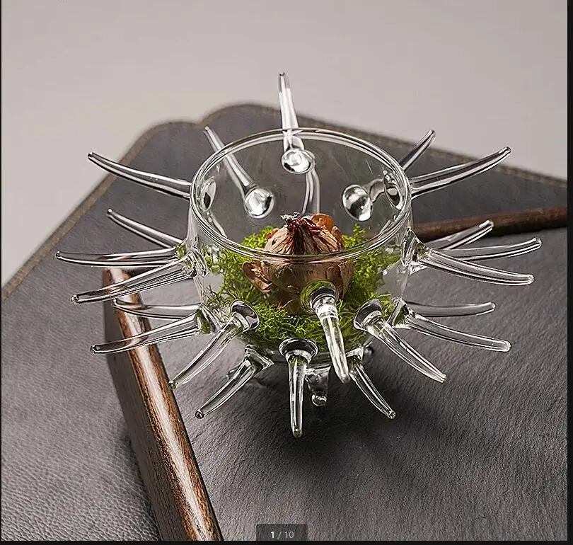 

Sea Urchin Transparent Glass Bowl Dessert Dim Sum Dish Ice Cream Bowls Fruit Plate Salad Irregularity Dinner