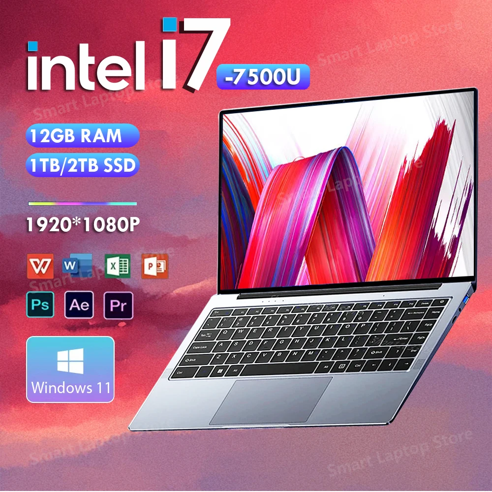 ラップトップ,ラップトップ,Intel Core i7,14.1インチ,デュアルコア,12GB RAM, 512GB, 1テラバイト,2テラバイトSSD, Windows 11,7500u