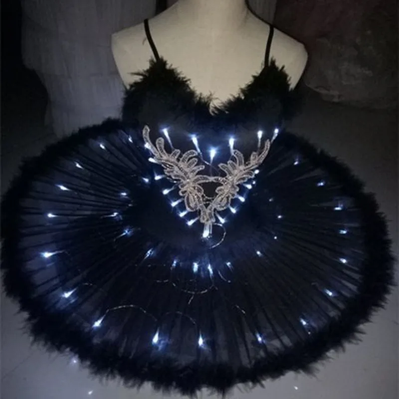 LED متوهجة توتو تنورة مرحلة الأداء زي الكبار ملابس الرقص أضواء الفلورسنت الهذيان فستان الحفلات تألق الأميرة تول