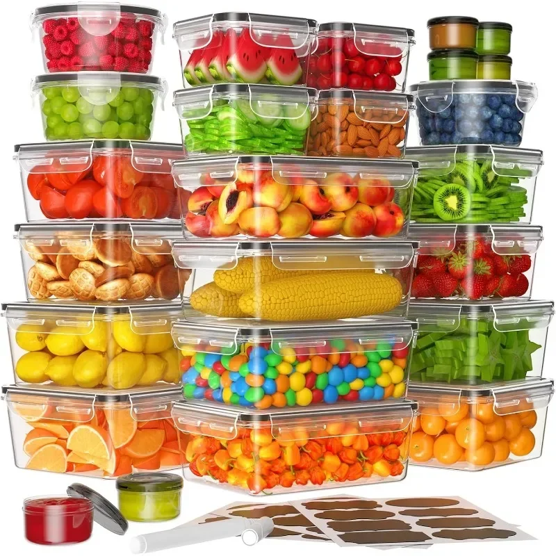 

50 count Food Storage Containers with Lids Airtight, Extra Large to Small Containers-Total 581.2oz, Stackable