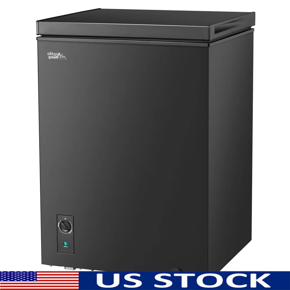 فريزر صدر قابل للتحويل بطول 5.1 قدم مكعب، سلة تخزين مدمجة قابلة للإزالة، أرجل قابلة للتعديل، جراج سهل التنظيف جاهز باللون الأسود