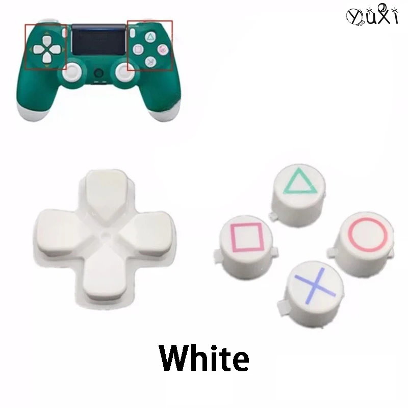 YuXi 1Set For PS4 PRO Repair Accessories Controller Cross Button Handle ABXY Buttons Circle Square Triangle Key Plastic Buttons