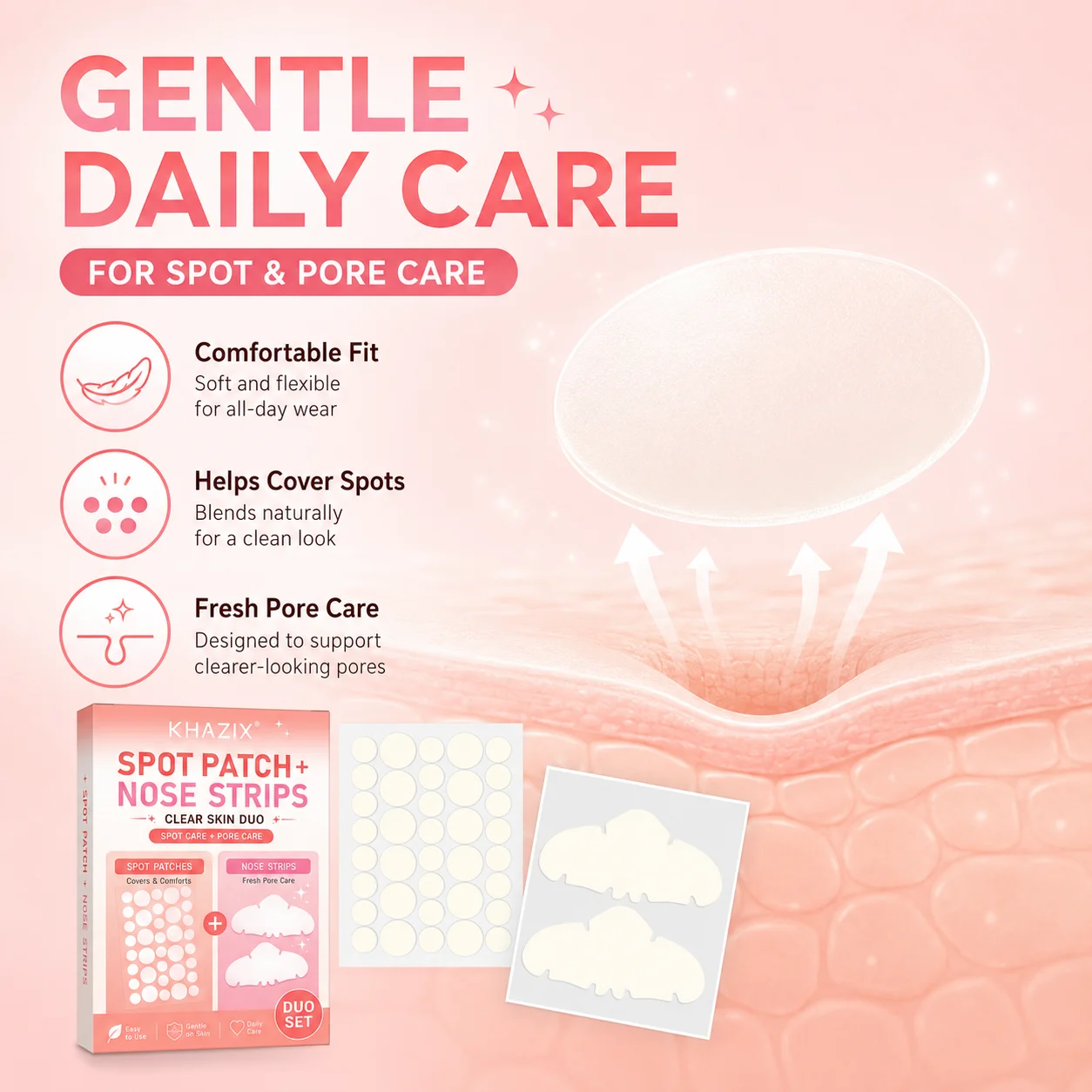 184/364pcsSet Spot Patches & Nose Strips, 2-in-1 Gentle Skin Care Duo for Adults, Day and Night Routine
