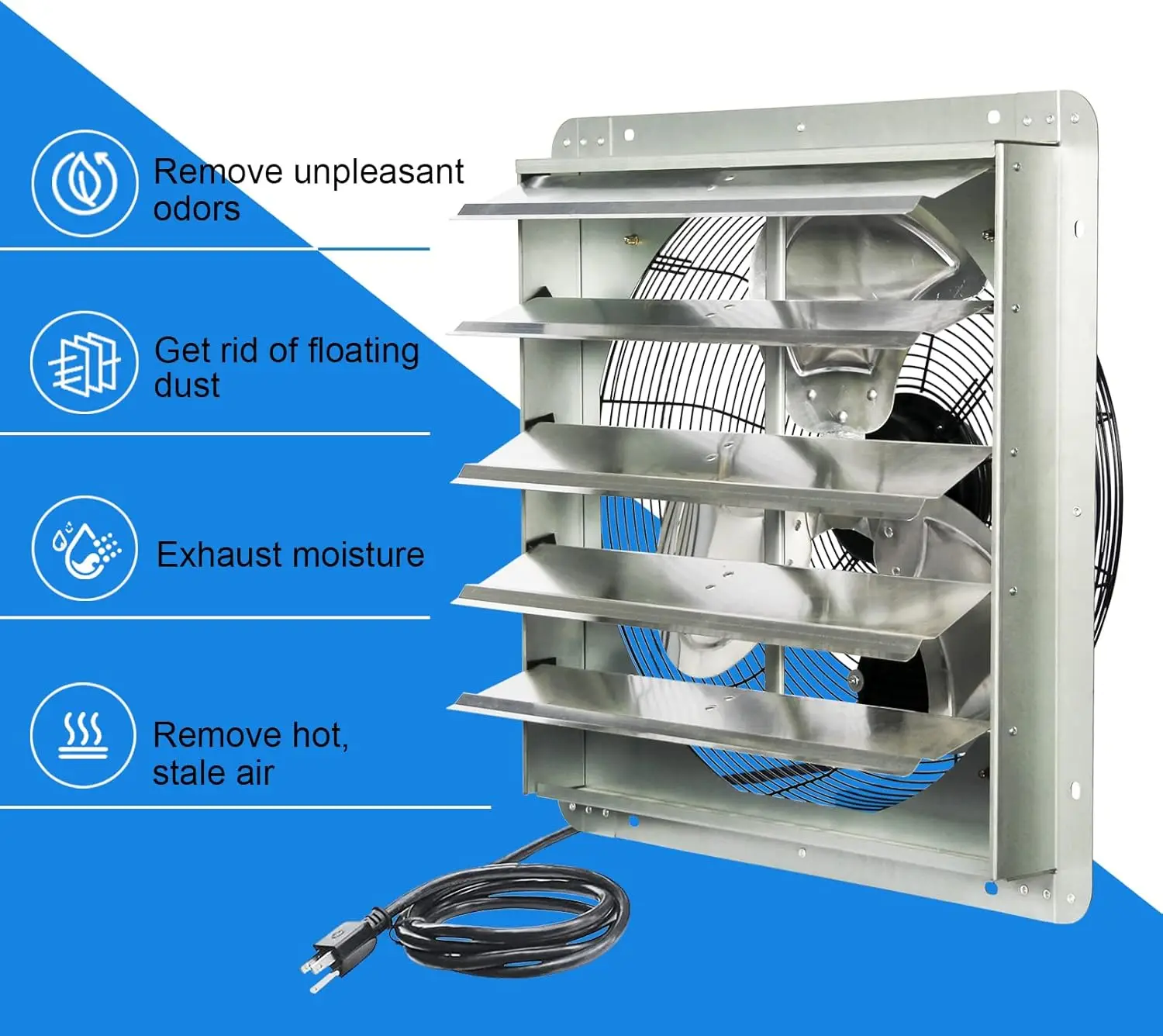 Exaustor com cabo de alimentação, parede, alta velocidade, ventilador de ventilação para garagens, 1,65 m