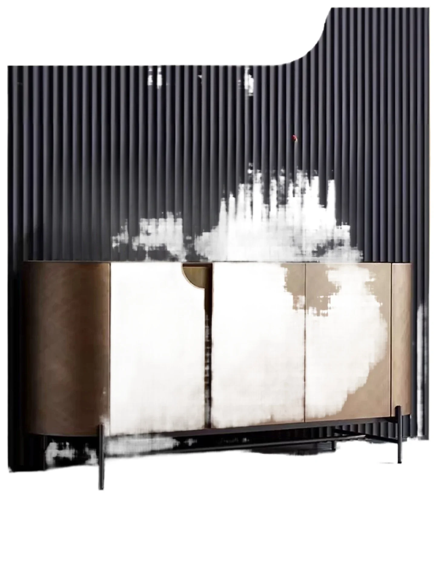 Side cabinet Modern minimalist champagne high-end storage cabinet Metal paint porch cabinet