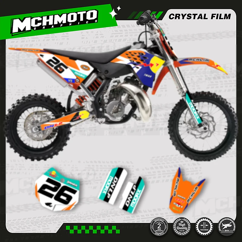 

MCHMFG Motorcycle Graphics Background Decal Stickers Kits For KTM 2009-2015 SX65 Number Name Custom