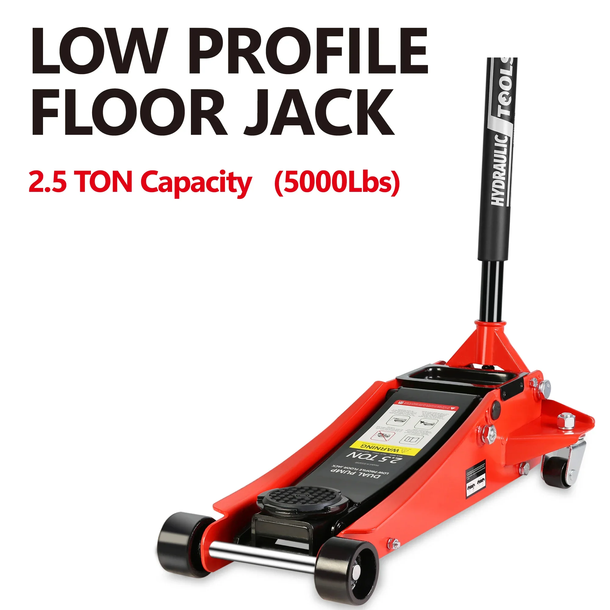 2.5 Ton Low Profile Floor Jack,Steel Racing Floor Jack with Dual Pistons Lift Pump,Hydraulic Floor Jack Lifting Range 3.5