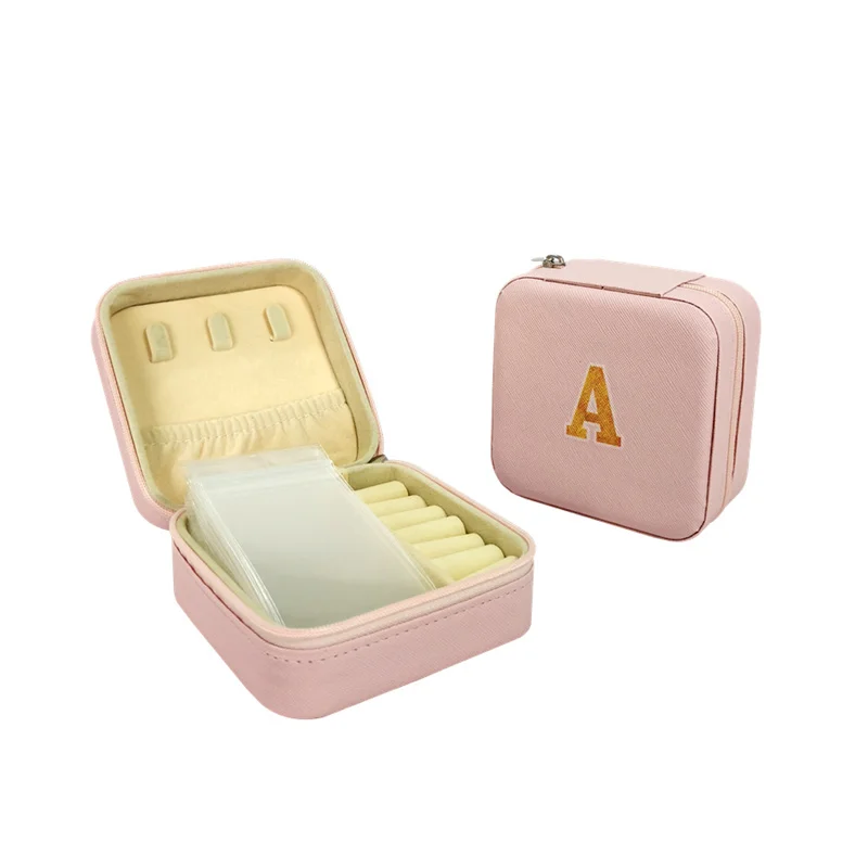 Caixa de jóias portátil, duplo simples brincos anel jóias caixão, pode segurar brinco anel, novo, 2024