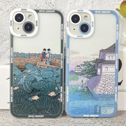 Case For iPhone 16 15 14 13 12 11 Pro Max Mini XS X XR SE 7 8 Plus Soft Cover Japanese Ukiyoe Landscape