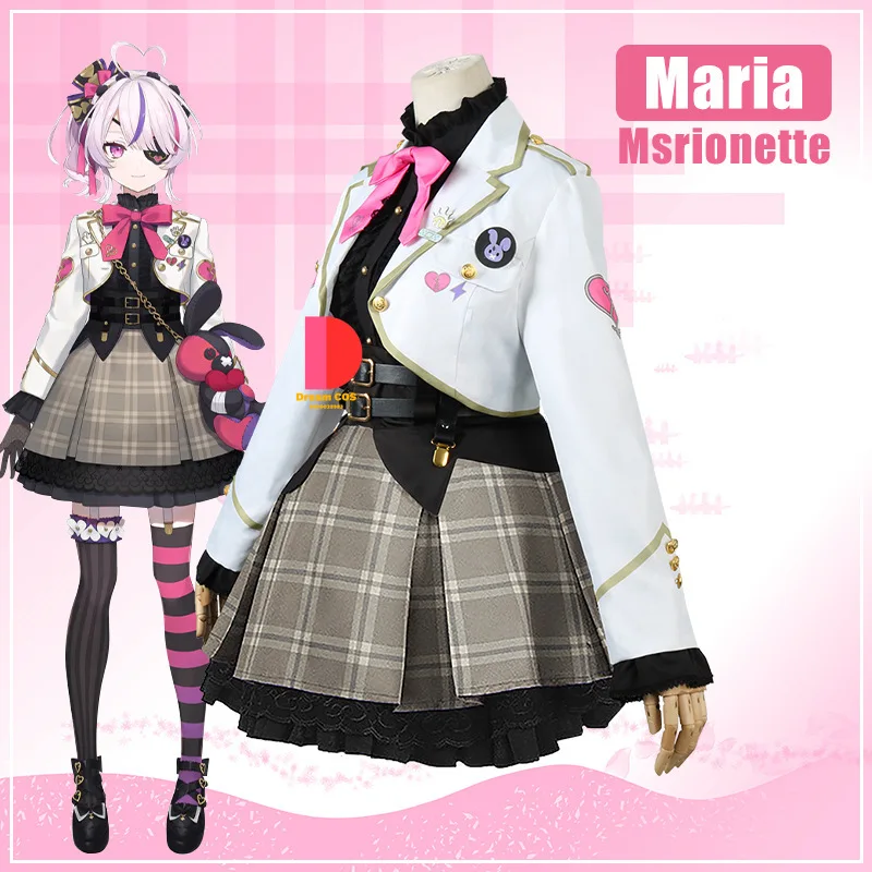 VTuber Maria Marionette Cosplay Costume with Wig Uniform Virtual YouTuber Socks Gloves Headband Eye Patch ILUNA Kyo Luca Selen