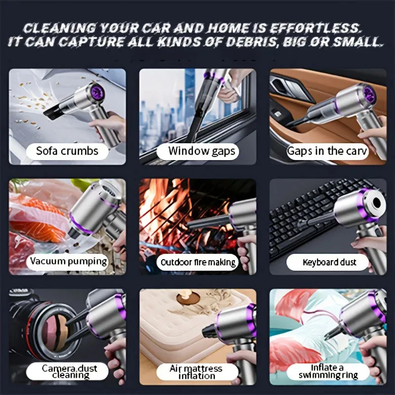 Powerful Car Vacuum Cleaner | Cordless Portable Car Cleaner | Powerful Air Duster Suitable for Home Appliances and Hair Dryers view 6