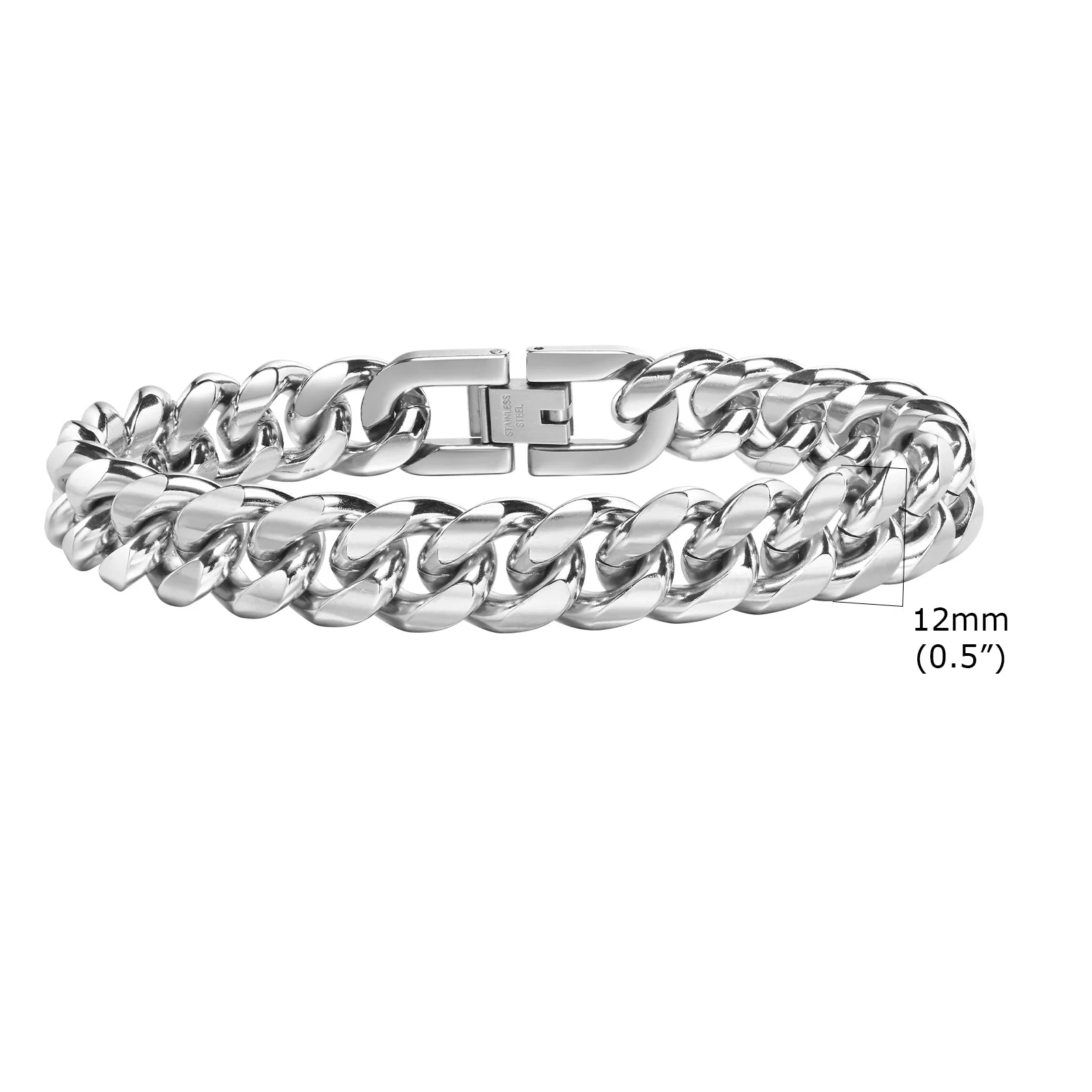 Vnox 8Mm/10Mm Bold Cubaanse Ketting Armbanden Voor Mannen, Zwart Roestvrij Staal Miami Curb Links Polsband, Dikke Mannelijke Jongens Sieraden
