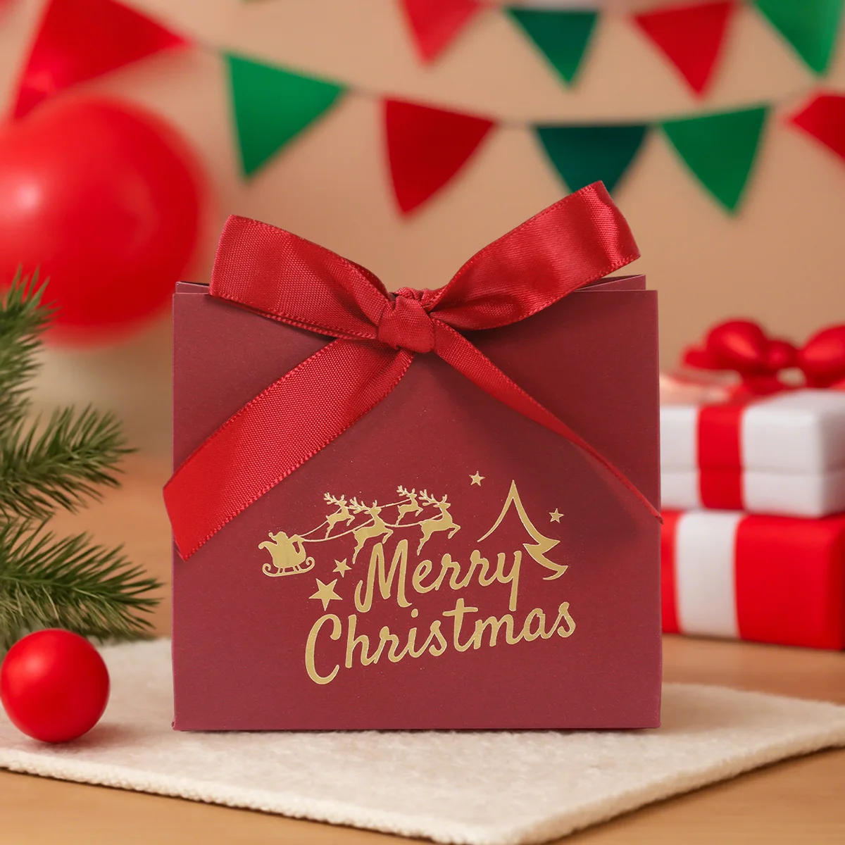

10pcs Christmas Ribbon Gift Boxes Christmas Decoration Kids Adults Favors 2025 Xmas Candy Boxes Navidad Natal New Year Gift 2026