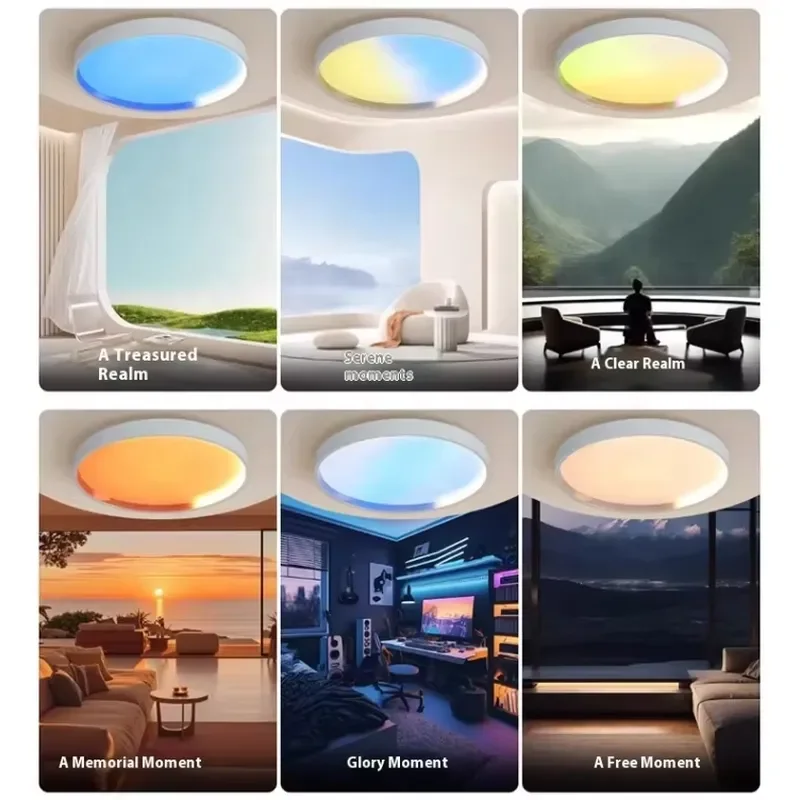 Modern White Round LED Ceiling Light Surface Mounted ABS Housing 6000K Daylight Motion Sensor Control Energy Saving Lamp for