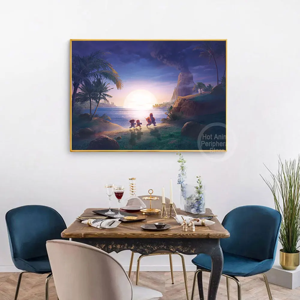 Póster periférico de Dragon Ball Z y One Piece, lienzo de paisaje, pintura artística, Mural decorativo para sala de estar, regalos de decoración