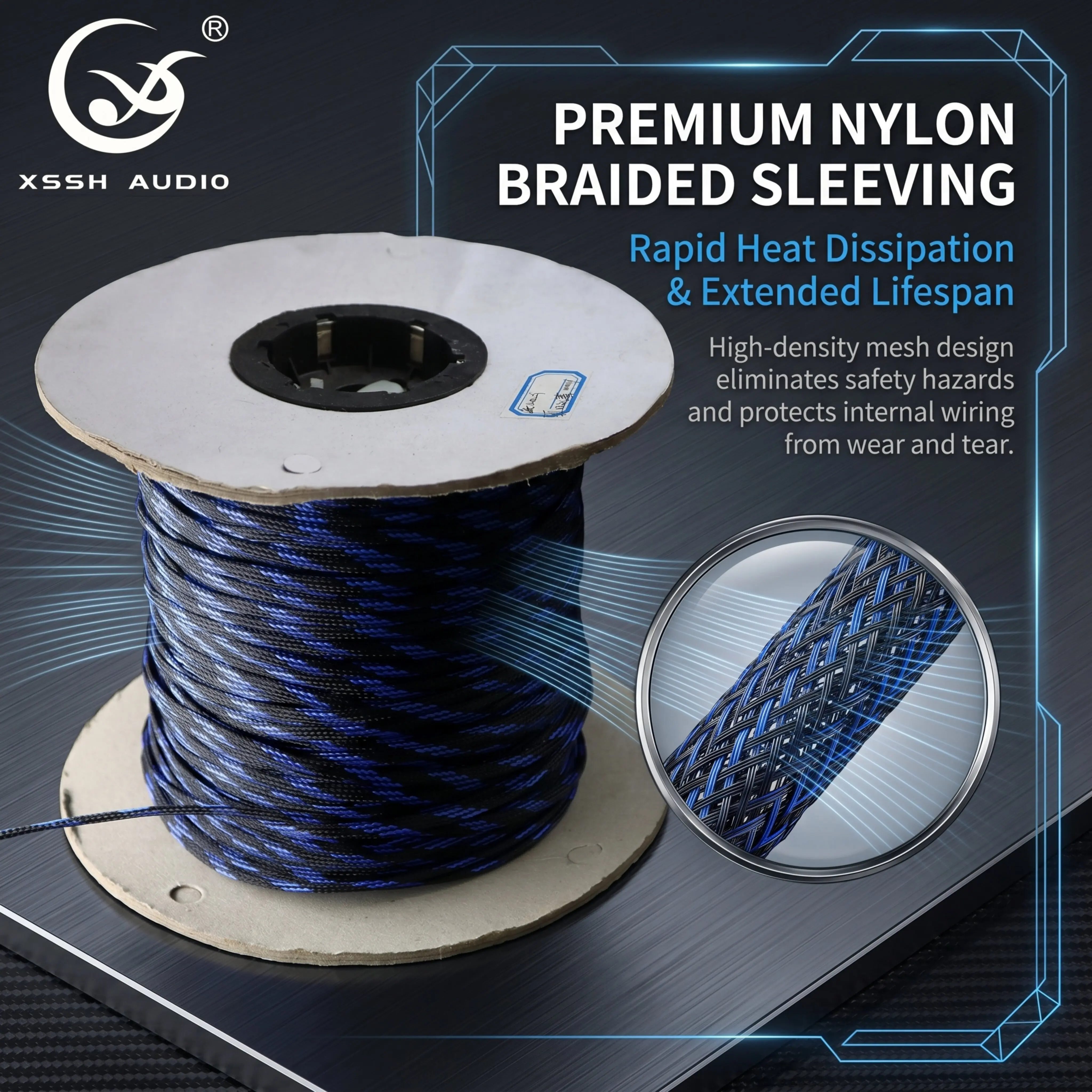 OEM Anti-Vibration Breathable Mesh Cable Cover Resist Oil & Aging For All Wiring Scenarios, Shock Absorbing Nylon Braided Sleeve