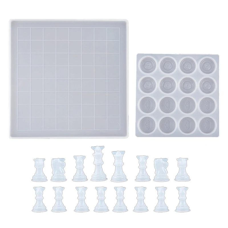 

18 Pcs/set Checkers Board Silicone Mold 3D Chess Crystal Epoxy Casting Mold