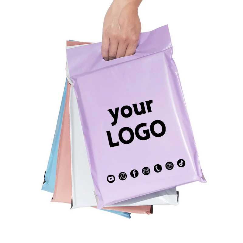 50-Pack Courier Bags with Handles Mailing Courier Bags Self-Sealing Adhesive Waterproof Envelope Bags Custom Printed Logo