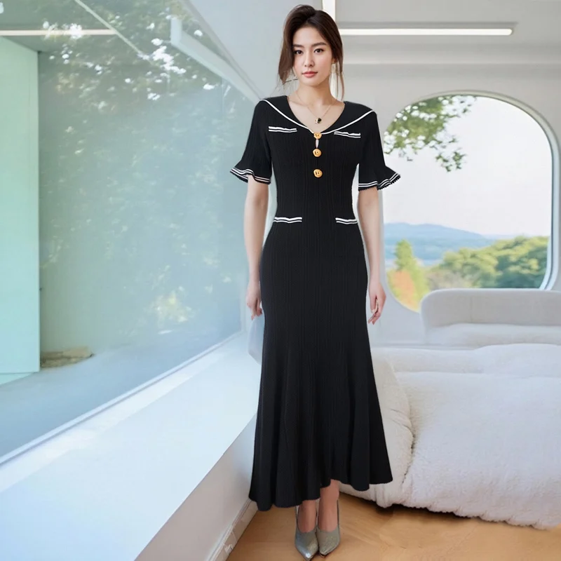 

2025 Summer Women's Elegant Dresses Knit Stretch Corset Tight Women's Fishtail Dress Y2k Clothes New KNitted Long Dress