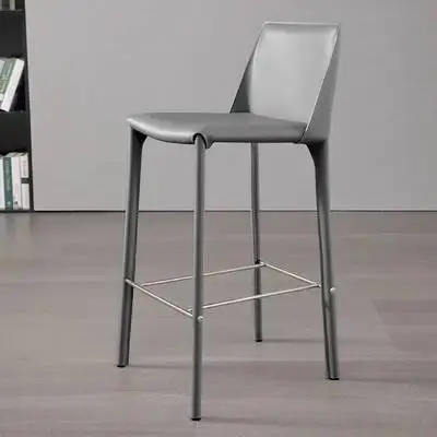 Ergonomic Midcentury White Leather High Design Bar Stool for Kitchen Counter Home Lab Furniture
