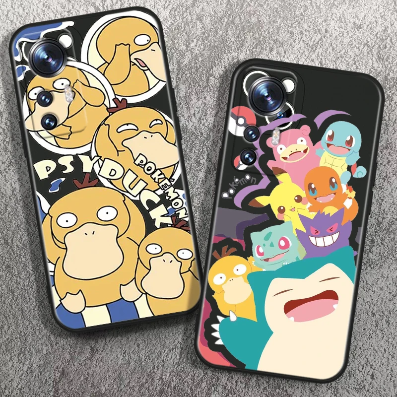 Pokémon Snorlax Psyduck For Xiaomi Mi Note 10T 10S 10 9T 9 SE 8 CC9E A3 5G Lite Pro Soft Silicone Black Phone Case