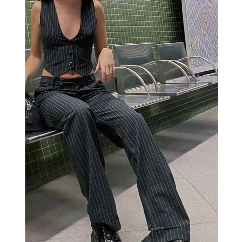 Women\'s Vest Pants Suit Casual Fashion Comfortable Commuting Work Wear Fit Stripes Womans Clothing Vests for Women Jackets 2023