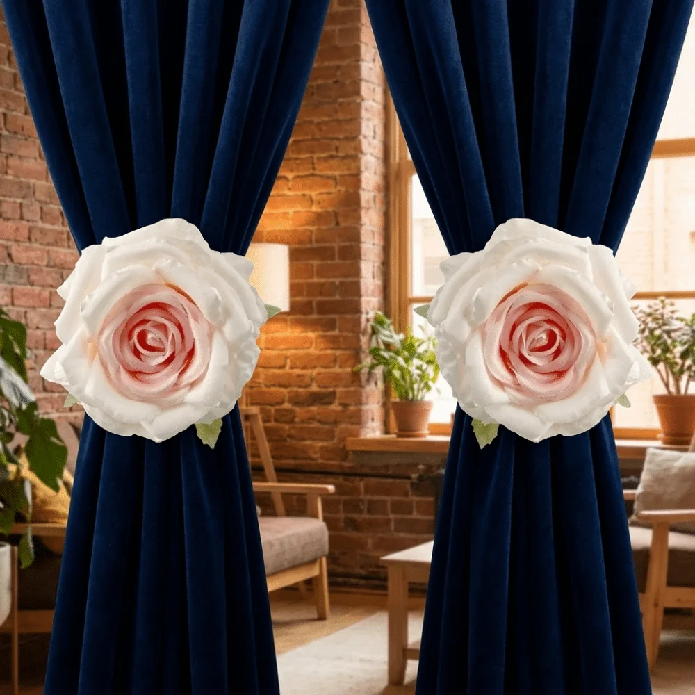 Creative Romantic Rose Curtain Clips Realistic Decorative Window Screen Fastener Clip Exquisite Curtain Buckle Living Room