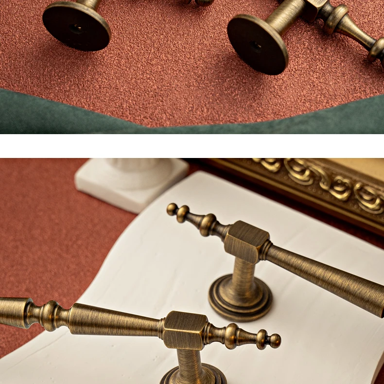 Antique brushed brass cabinet handle 6