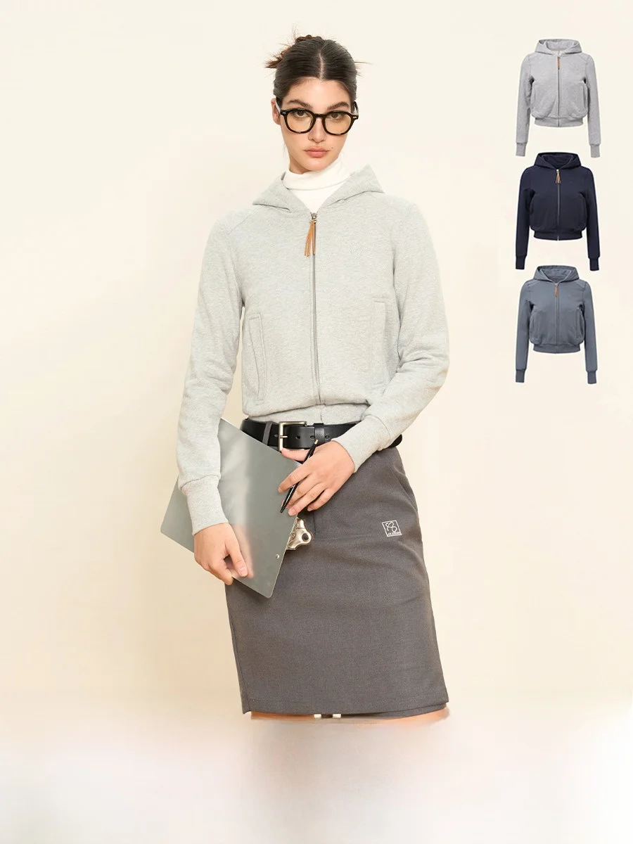 

Ariseism American Retro ort Hoodie Jaet Women's 2025 Autumn New Spicy Girl Zipper Top Street Sle Long Sve Cotton