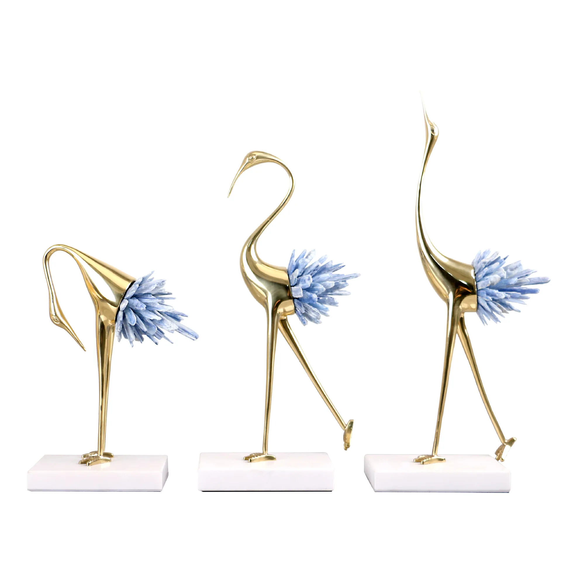 

Crystal Crane Copper Ornament Luxury European Modern Life Flamingo Room Home Decoration Model Ornament