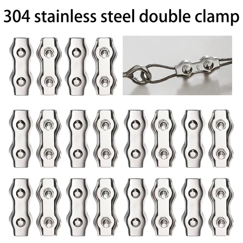 Abrazaderas de cuerda de alambre impermeables, Clip de perno de doble poste de acero inoxidable, cerraduras de Cable simples, sujetador de Hardware M2 M3 M4 M5 M6 M8, 5-10 Uds.