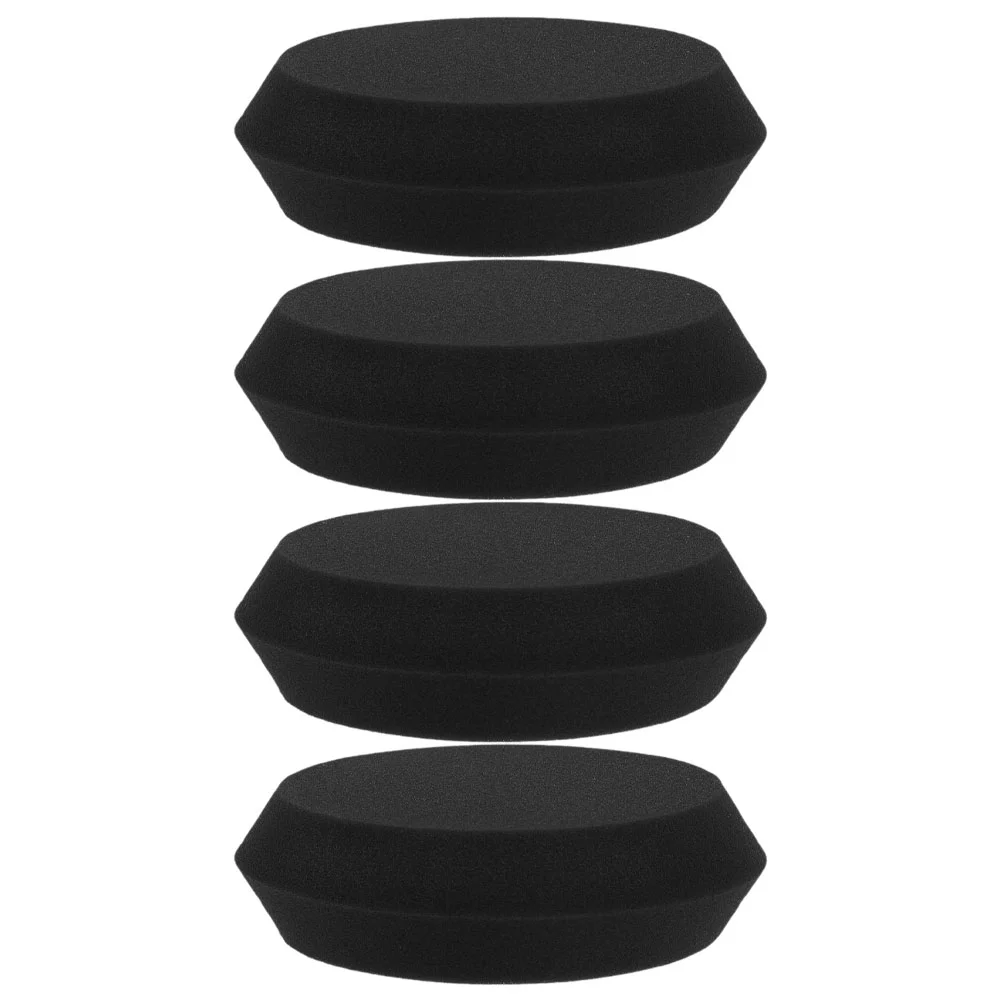 4pcs Black Angled Edge Wax Sponge Pad For Car Furniture Polishing Quick Application Versatile Use Enhanced Shine WearResistant