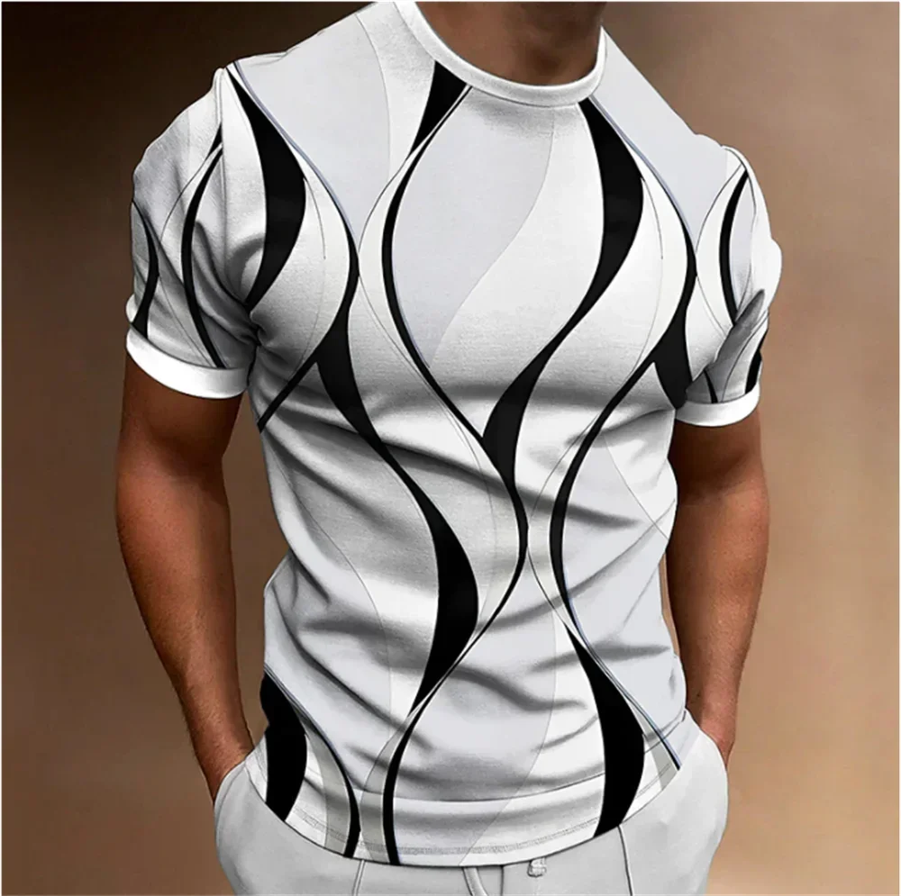 Classic Retro Fashion Men's T-shirt Striped Tattoo 3D Print Summer Beach Street Punk Round Neck Extra Large Short Sleeves