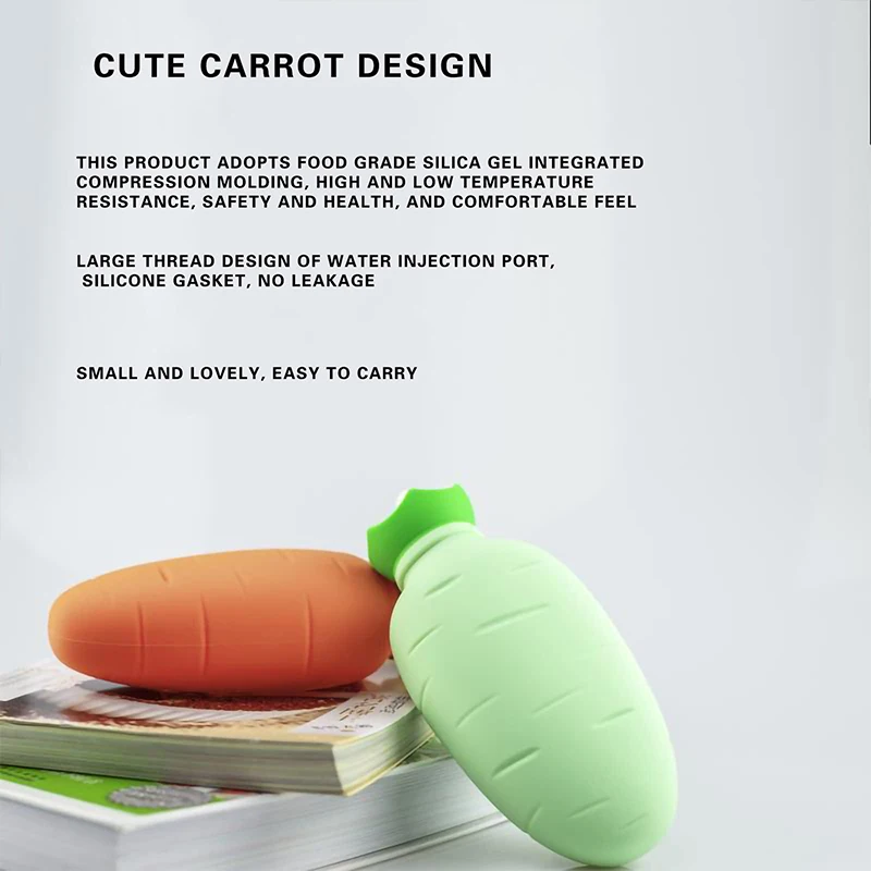 Silicone Microwave Heating Winter Hot Water Pouch Cute Cartoon Carrot Shape Hot Cold Compress Hot Water Pack Belly Warm