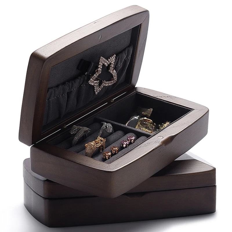 

Solid wood jewelry box storage box, high-end and exquisite jewelry box, Christmas and wedding gift jewelry box