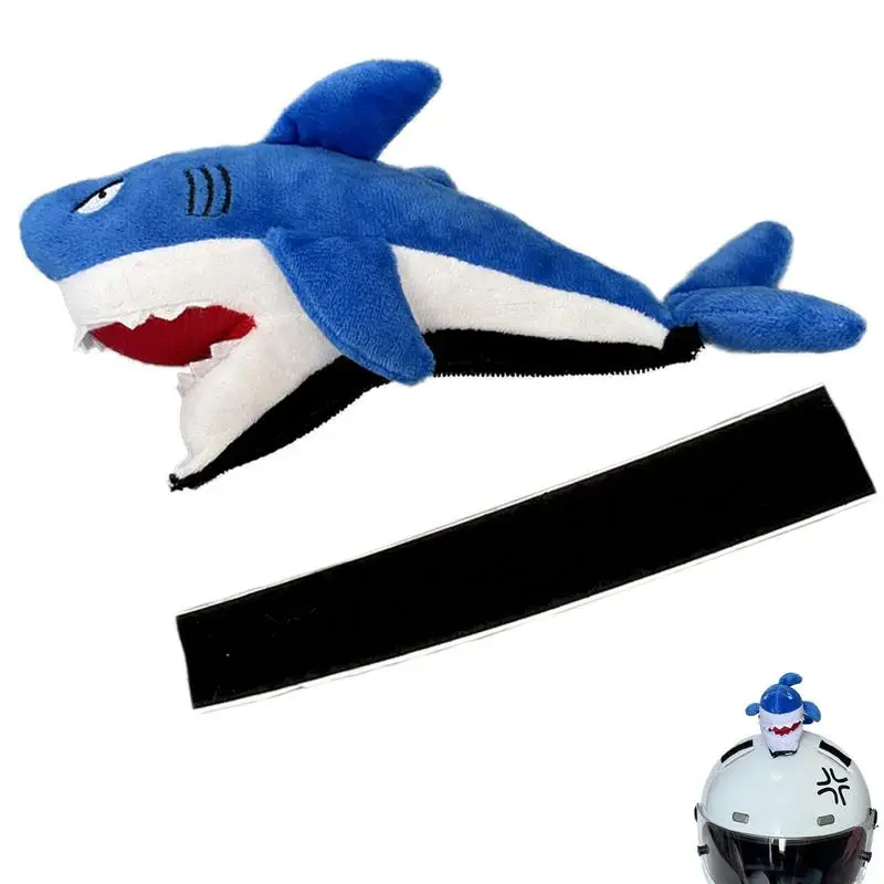 Motorcycle Safety Hat Decoration Safety Hat Plush Shark Doll Strong Double-Sided Tape Modification Accessories For Skiing Holida