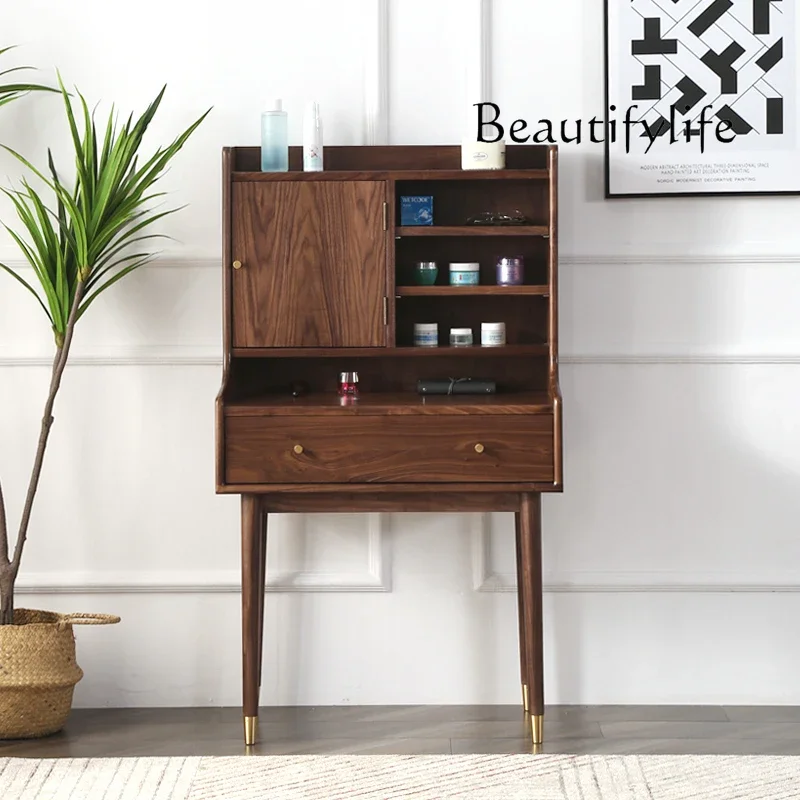 

muebles para hogar Nordic and Japanese Style Black Walnut Wooden Dressing Table Modern Minimalist Large Capacity Bedroom Solid W