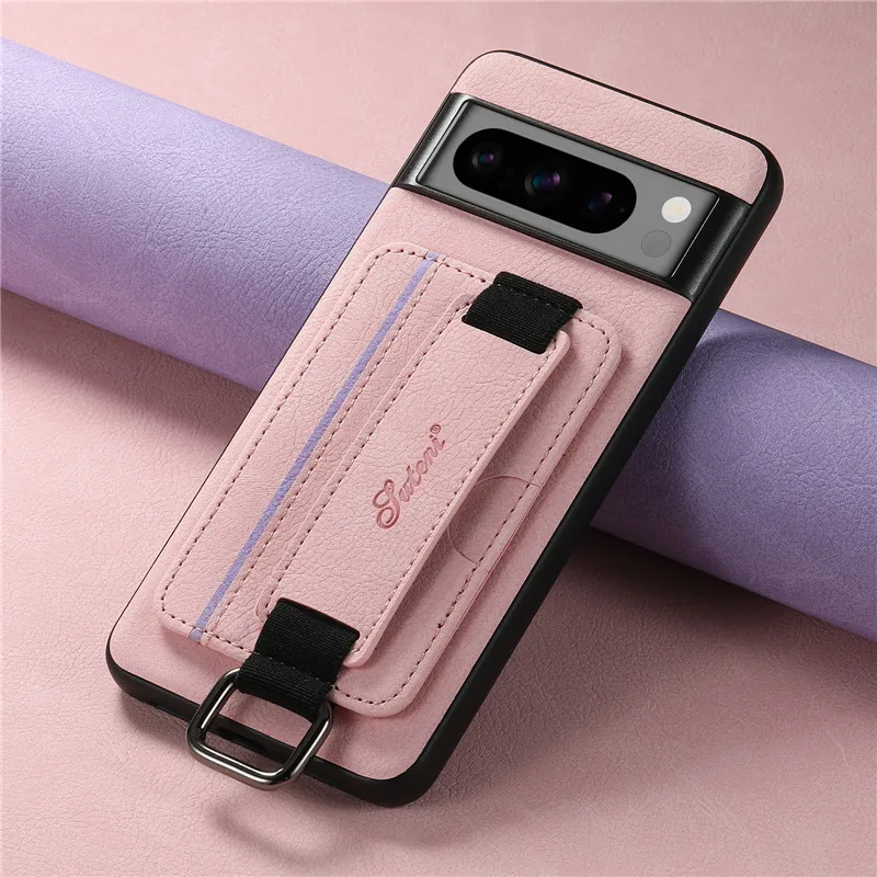 Luxe zakelijke polsband lederen portemonnee-hoes voor Google Pixel 9 10 Pro 8 7 6 Pro kaarthouder achterkant voor Pixel 8A 7A 6A - afbeelding 1