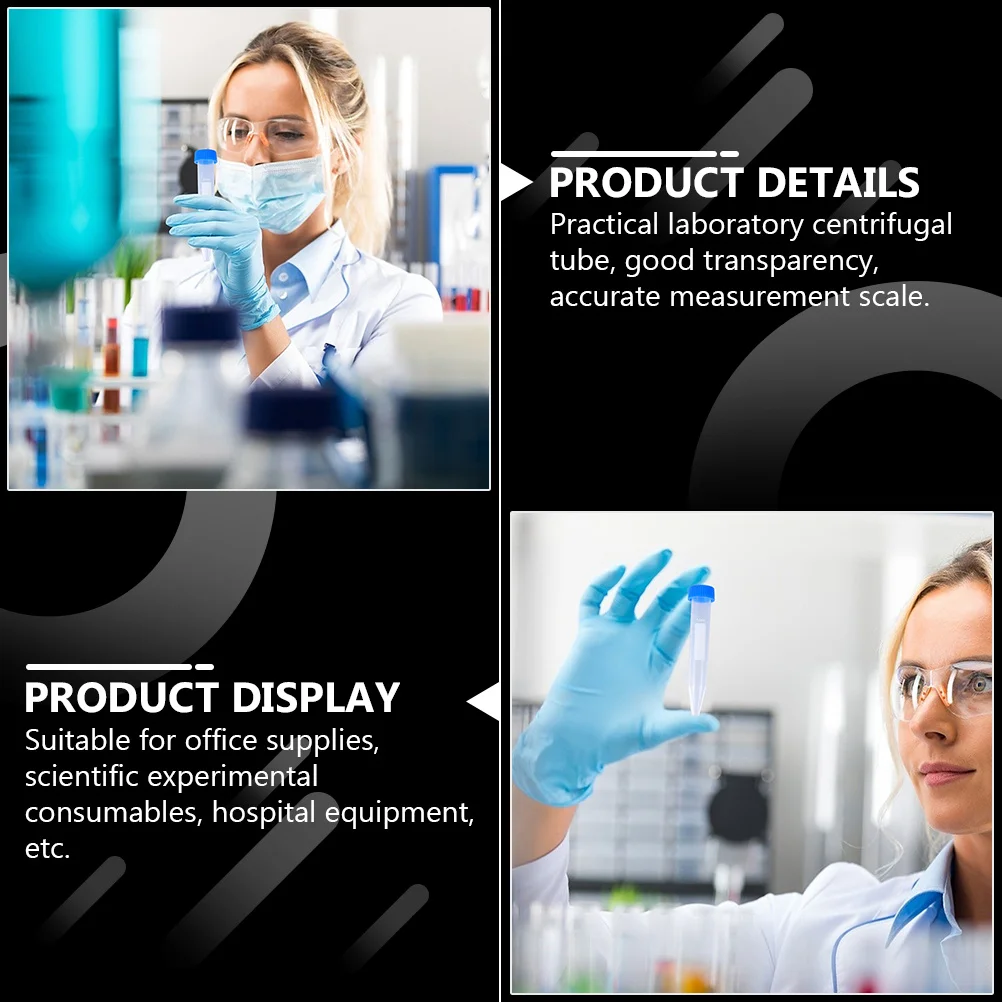 

50Pcs Plastic Tubes 10ml Laboratory Test Tubes with Cover Scalable Transparent Scientific Experimental Use