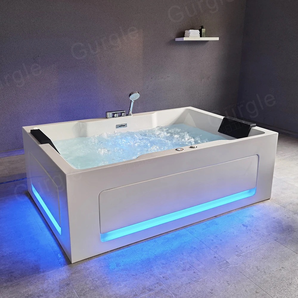 

Modern Acrylic Alcove Hydromassage Rectangular Jetted Soaking Air Massage SPA Tubs 2 Persons Whirlpool Bathtub