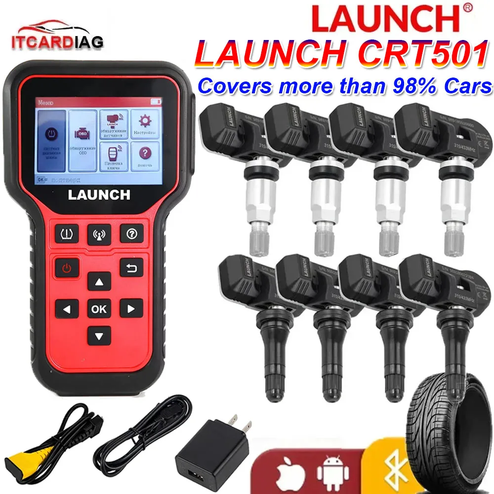 LAUNCH CRT 501 CRT501 PK TSGUN Tire Pressure Monitor System Activate Diagnostic Tool Read Write TPMS 433+315MHZ 2 In1 RF-sensors