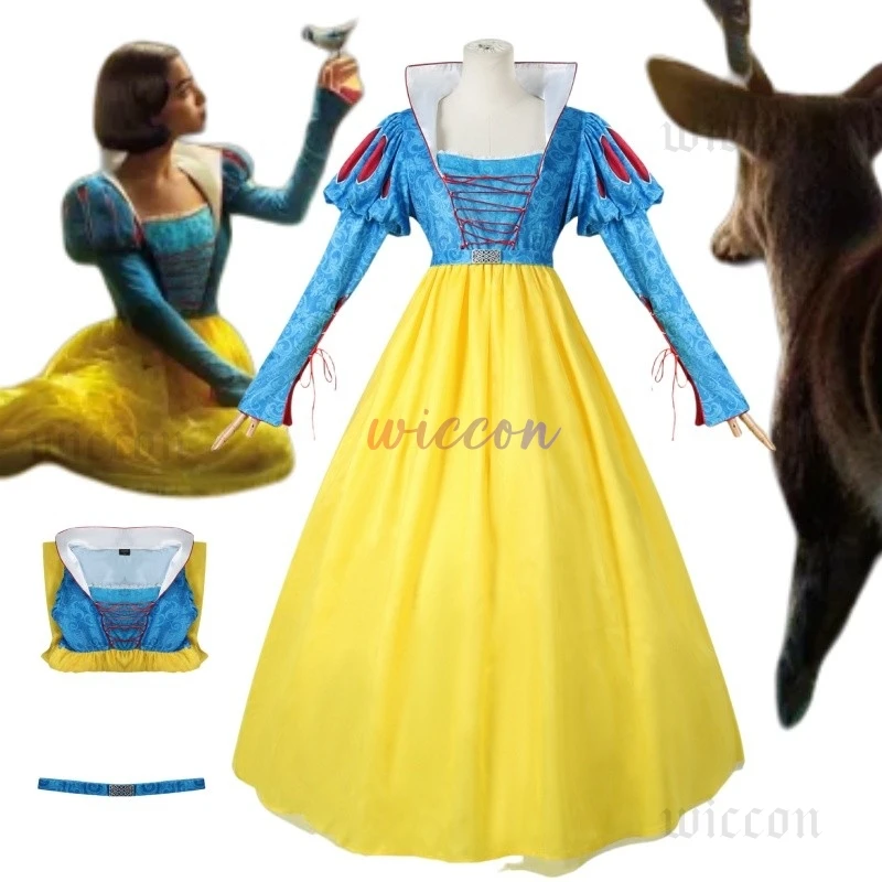 

New 2025 Movies Snow White cosplay Costume Adult and Child Sizes Fairy Tale Sweet Princess Dress Halloween Ball Woman Uniform